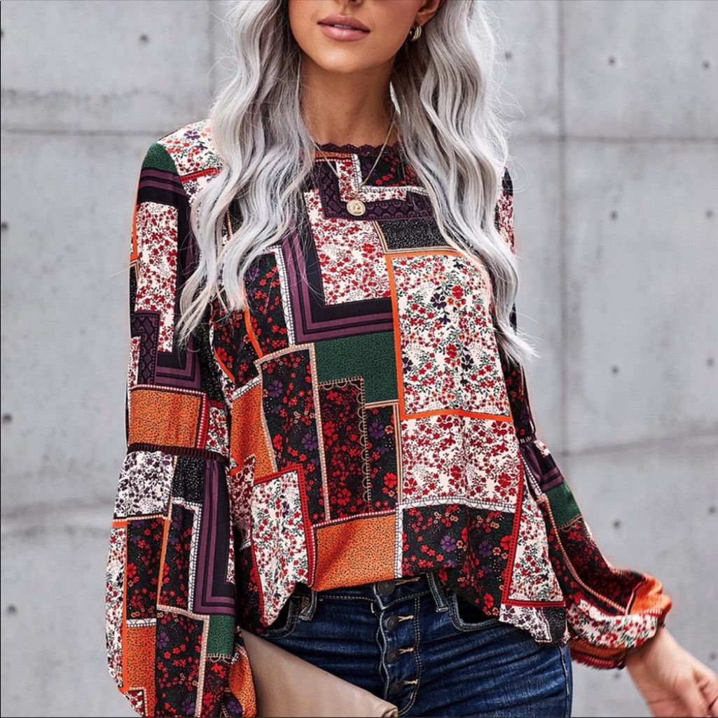 {12-20}Boho Patchwork Top